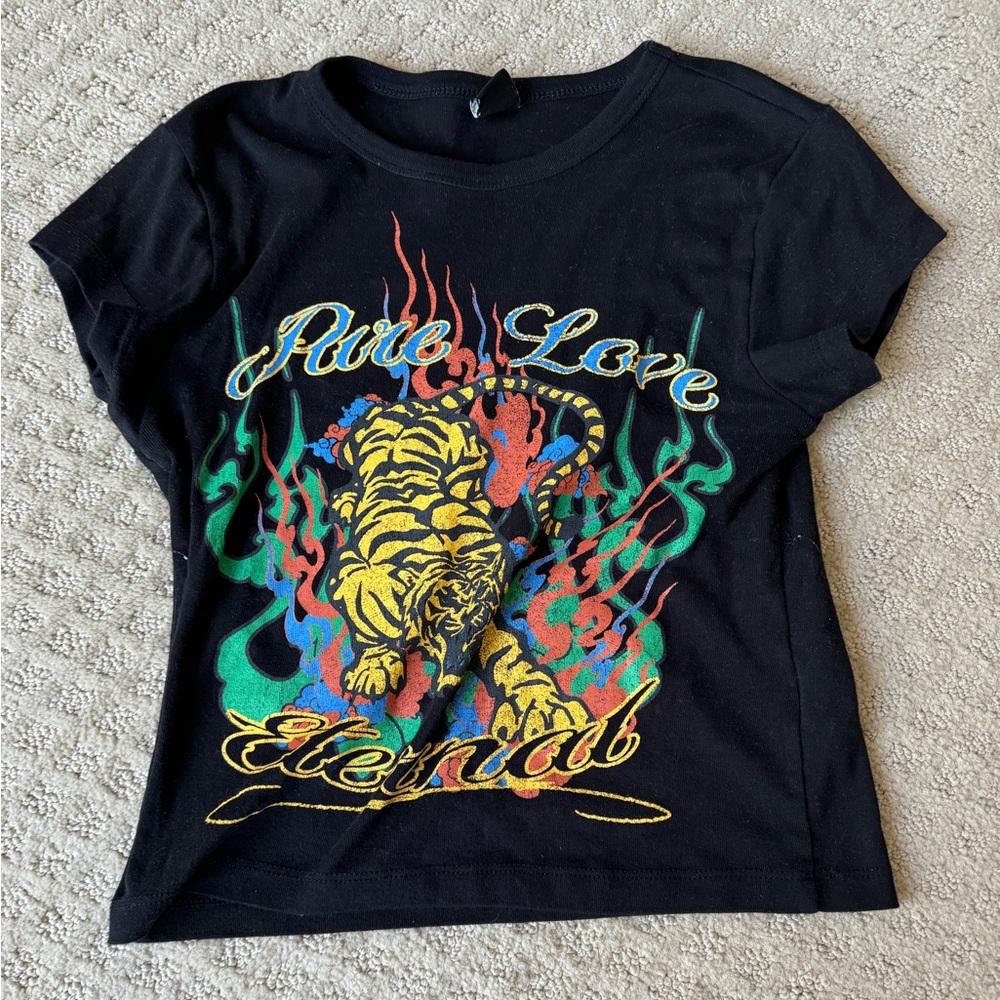 Urban Outfitters Pure Love Tiger Shrunken Baby Tee